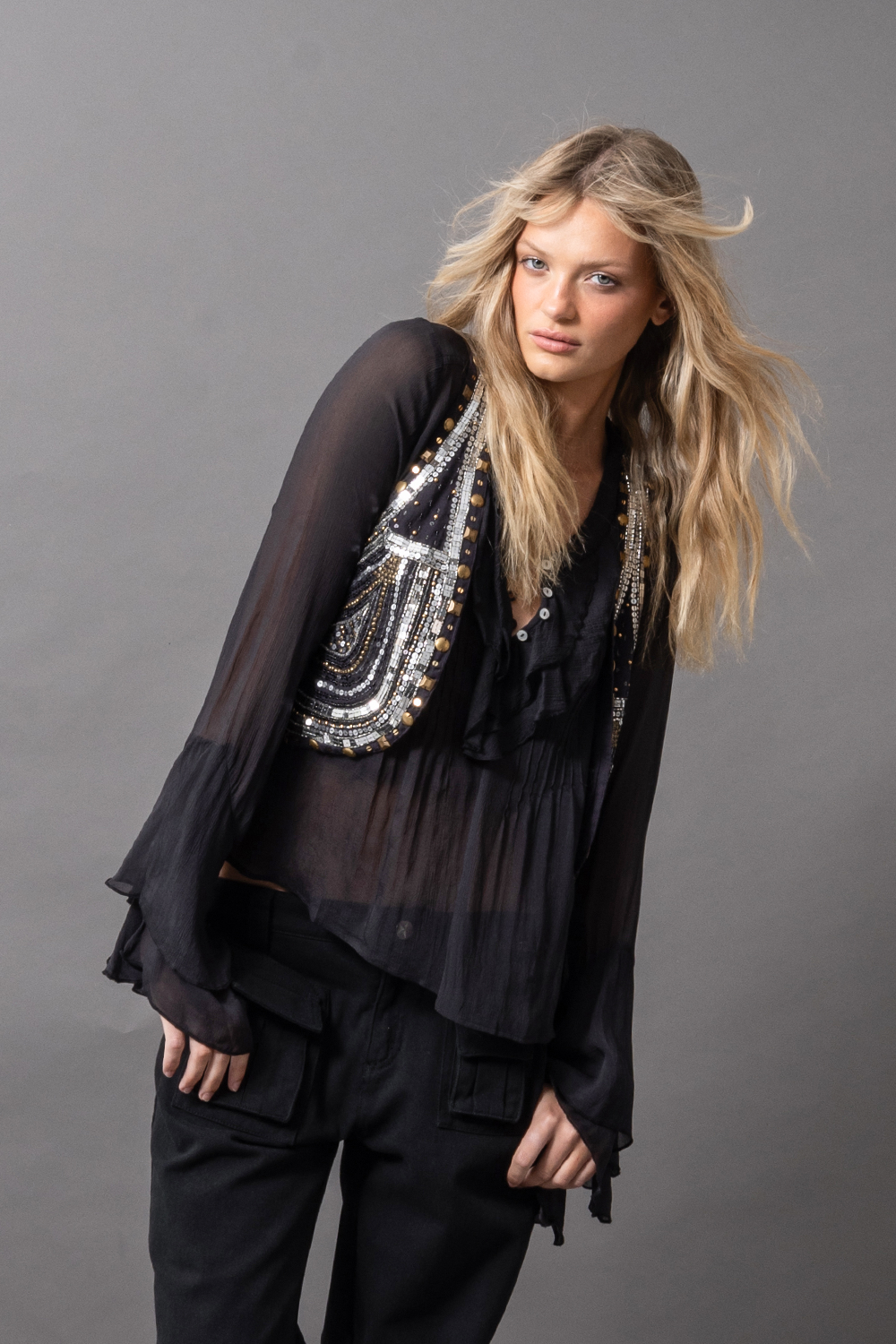 Enchanted Long Sleeve Blouse - Black