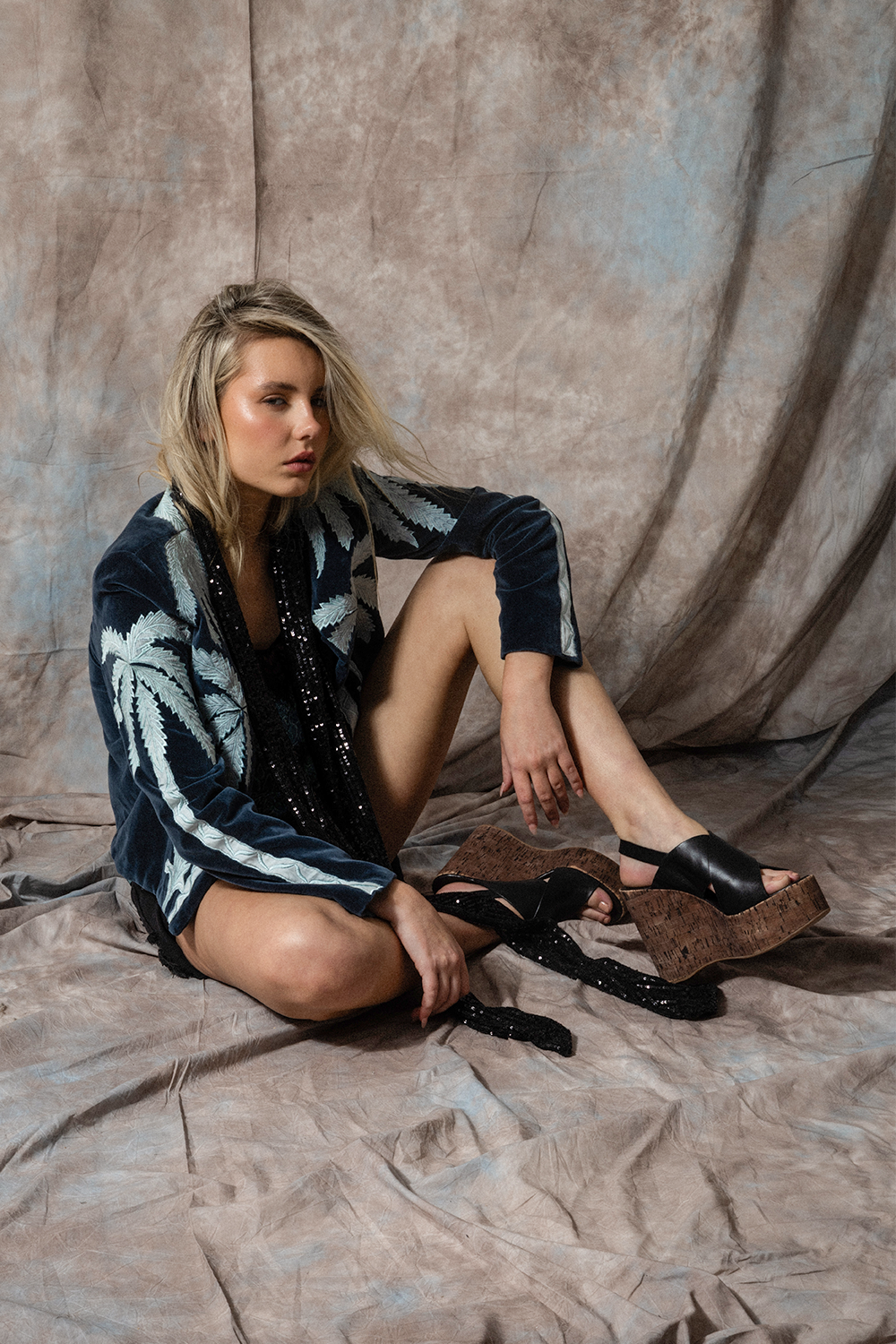 IMPERIAL PALMS JACKET - NAVY/TURQUOISE