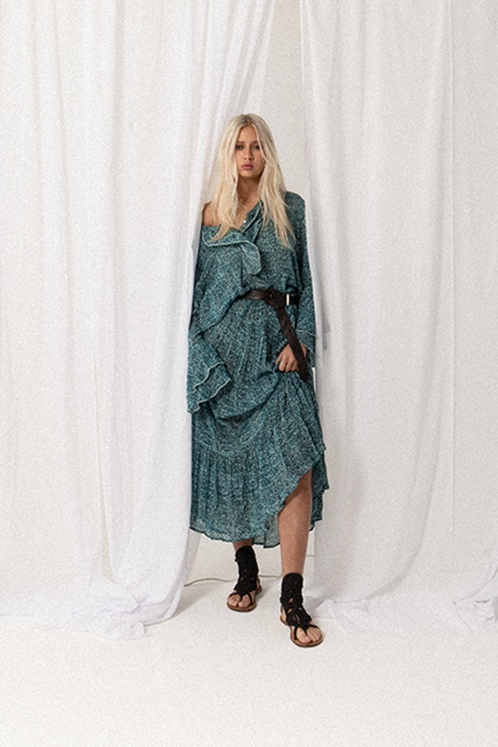 SATC MAXI DRESS - AQUA Snake