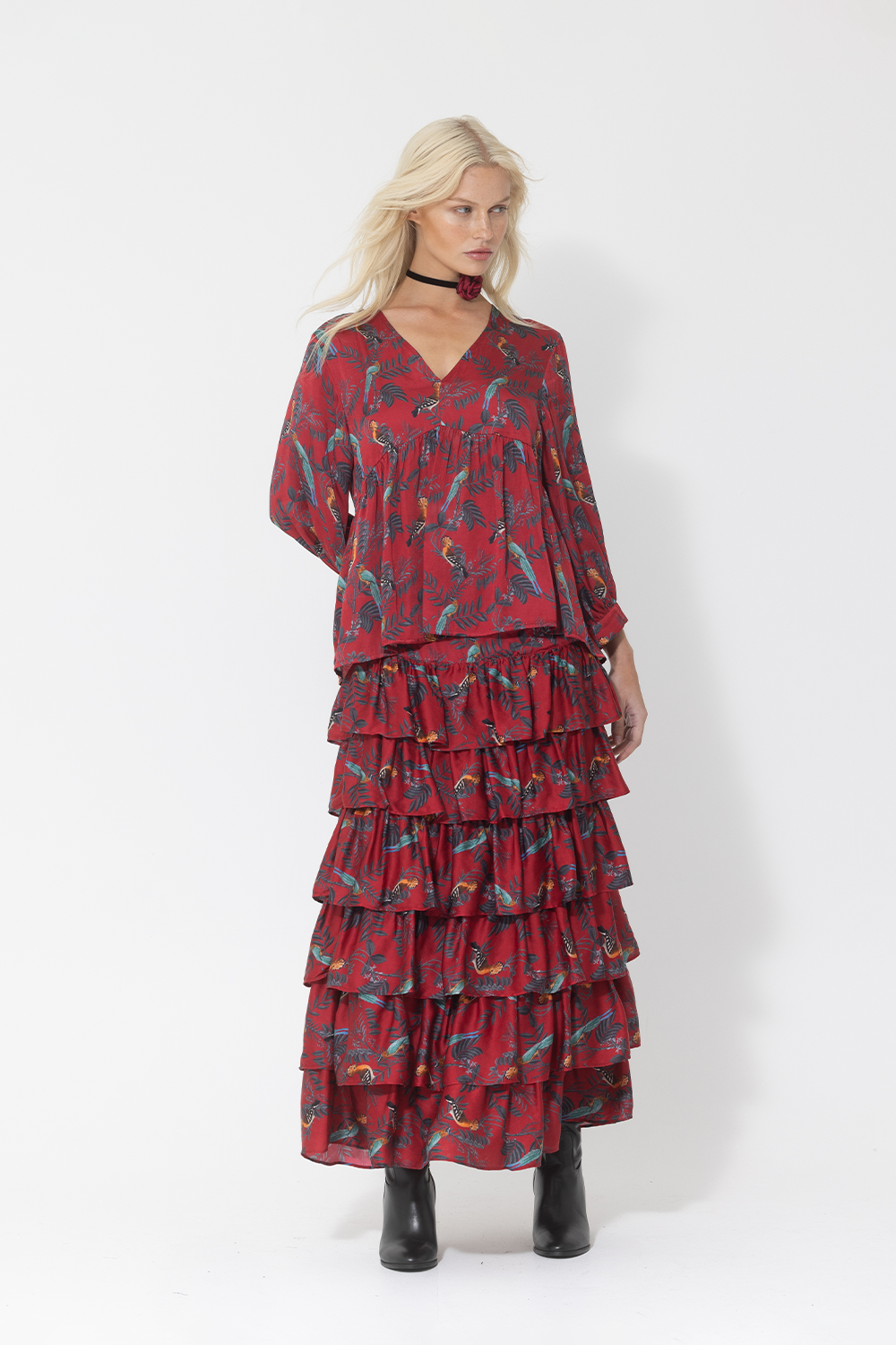 BIRDS OF PARADISE BLOUSE - RASPBERRY *FINAL SALE