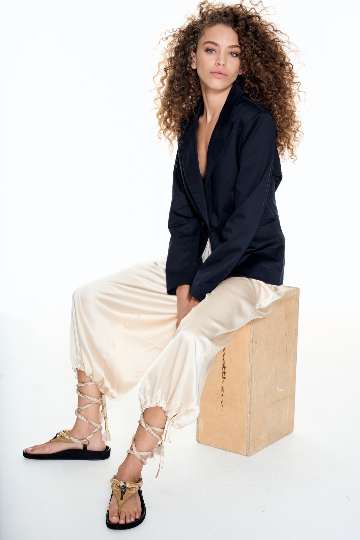 BEACHCLUB LUXE SILK PANT - Latte