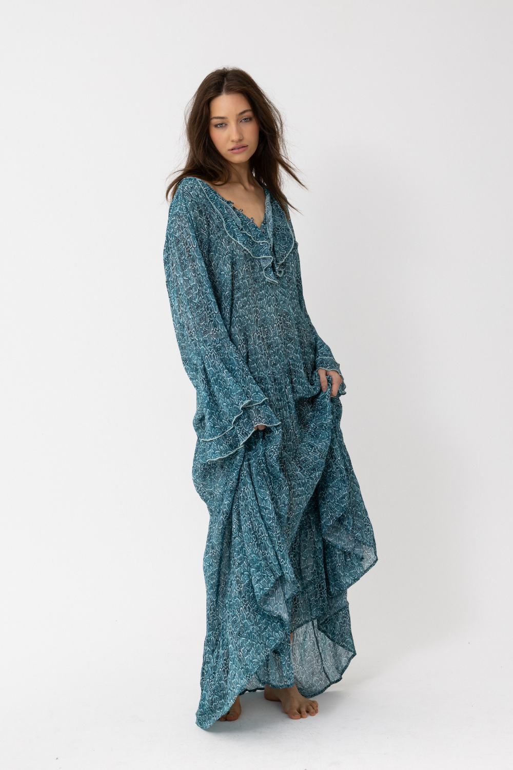 SATC MAXI DRESS - AQUA Snake