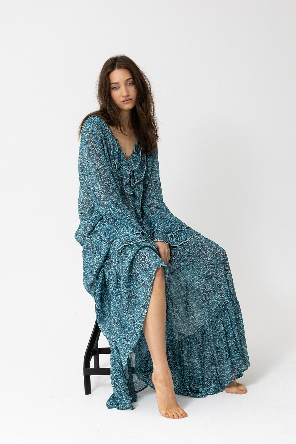 SATC MAXI DRESS - AQUA Snake