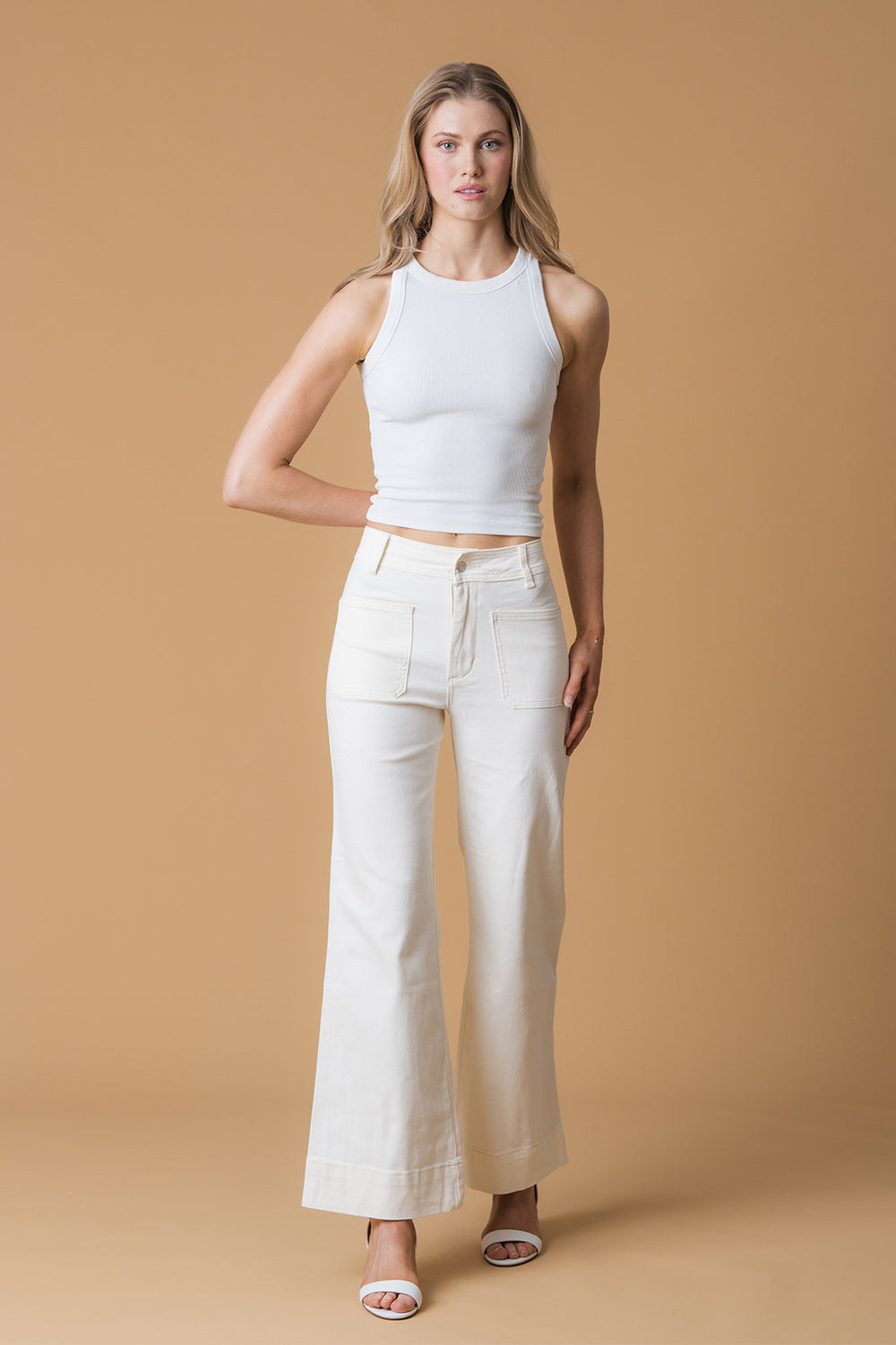 Helena High-Rise Wide Leg Jean - Champagne