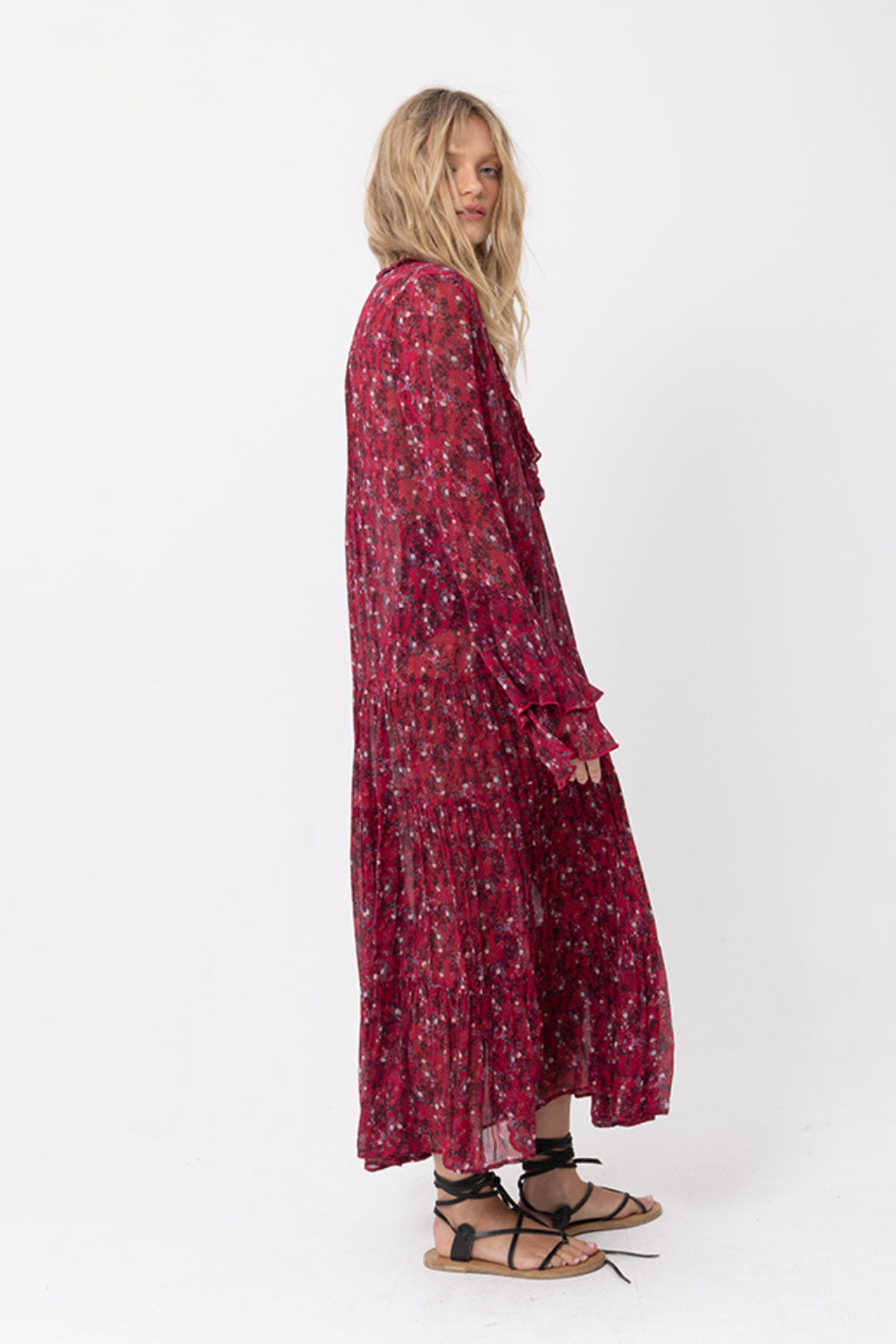 Enchanted Dress - French Floral Print - Scarlet