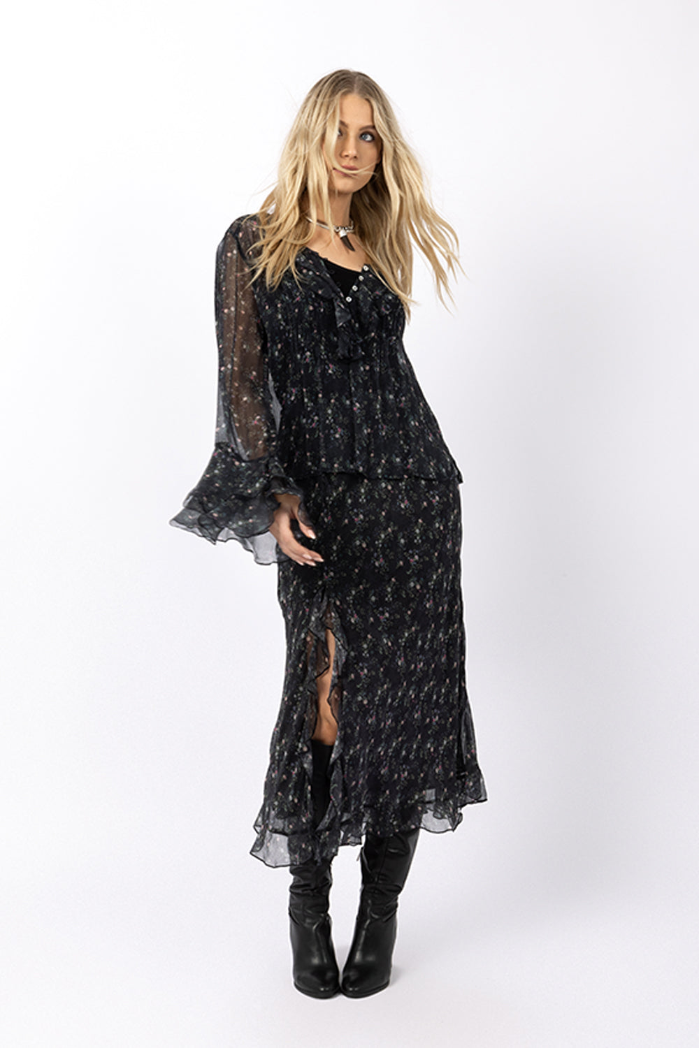 maxi Skirt Black Floral