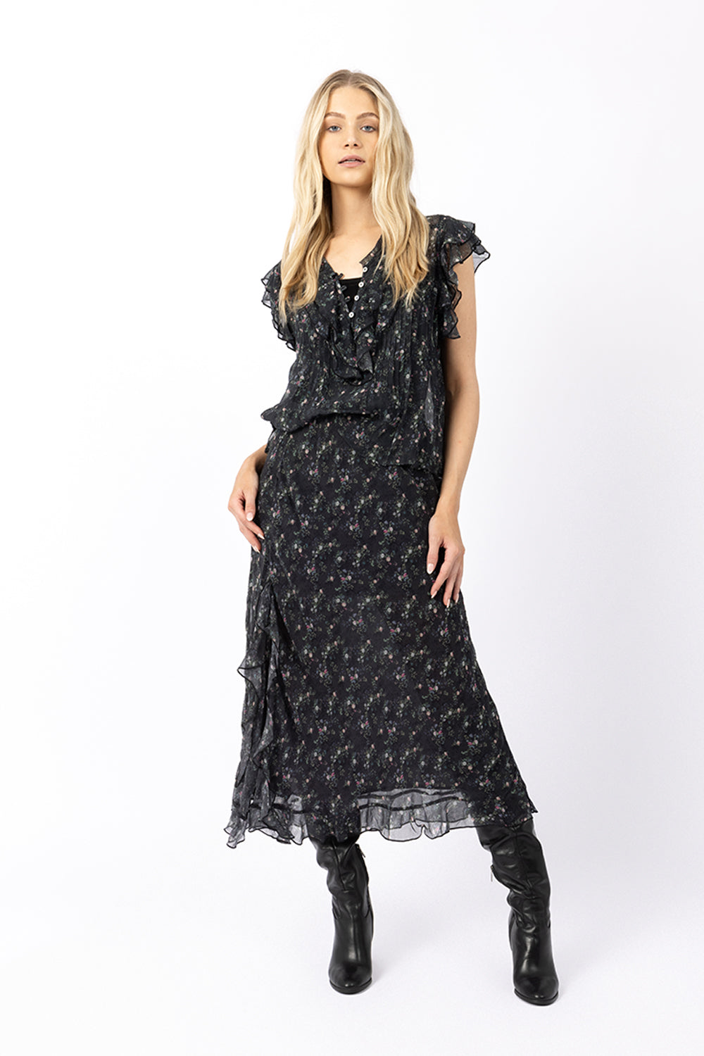 maxi Skirt Black Floral