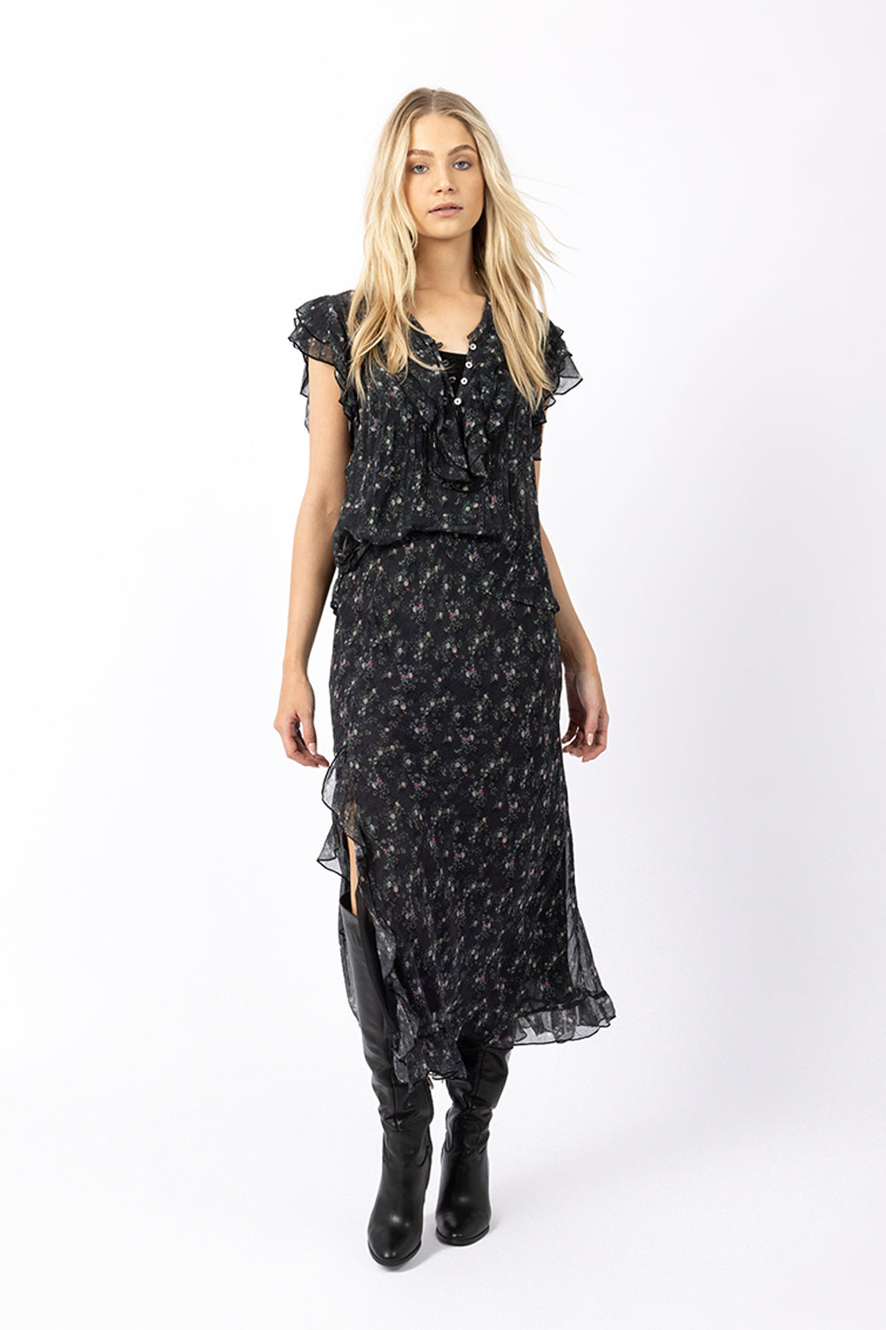 maxi Skirt Black Floral