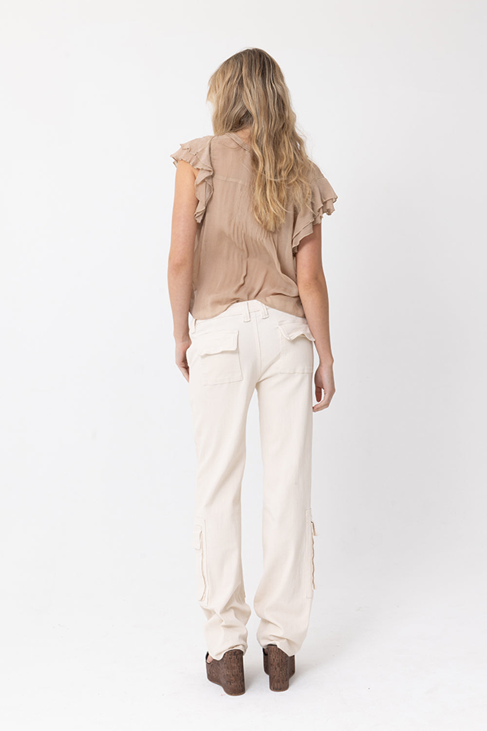 MOCHA BEIGE SHORT SLEEVE BLOUSE