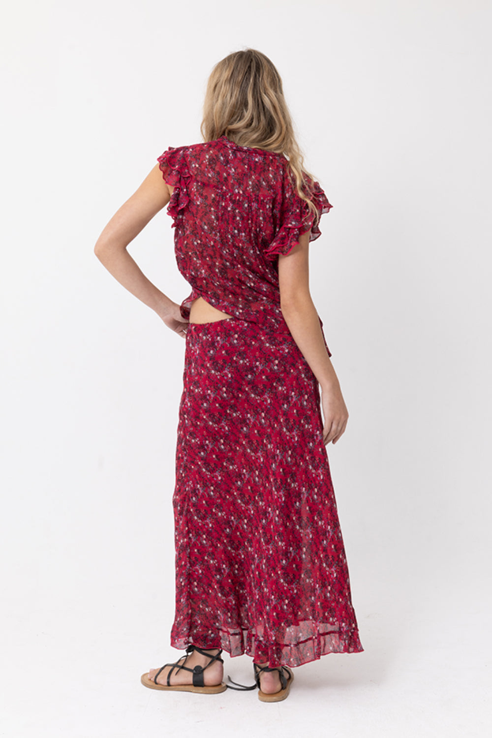 Captivate Skirt - French Floral - Scarlet