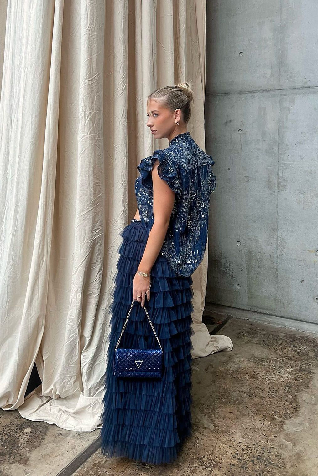 SEQUIN ME BLOUSE - INDIGO