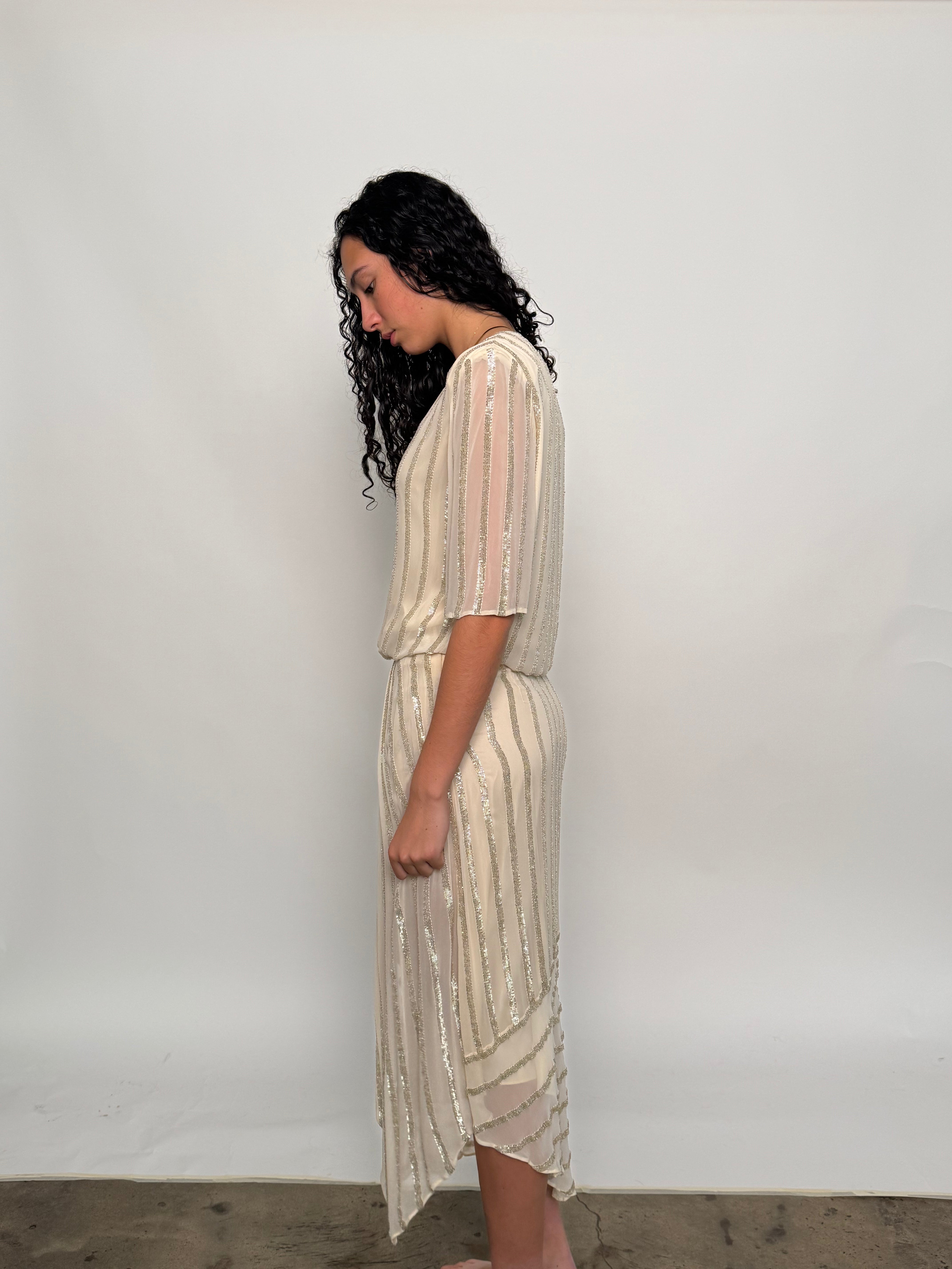 SAMPLE | HAND BEADED TOP, CREAM - SIZE 6-8 *FINAL SALE