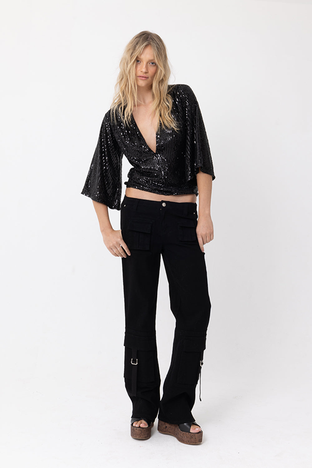 BLACK SEQUIN BLOUSE