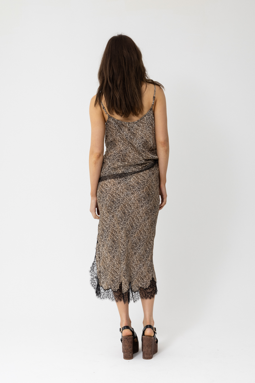 5th Ave Lace Camisole, Brown Toffee Snake Print - JOEY the Label