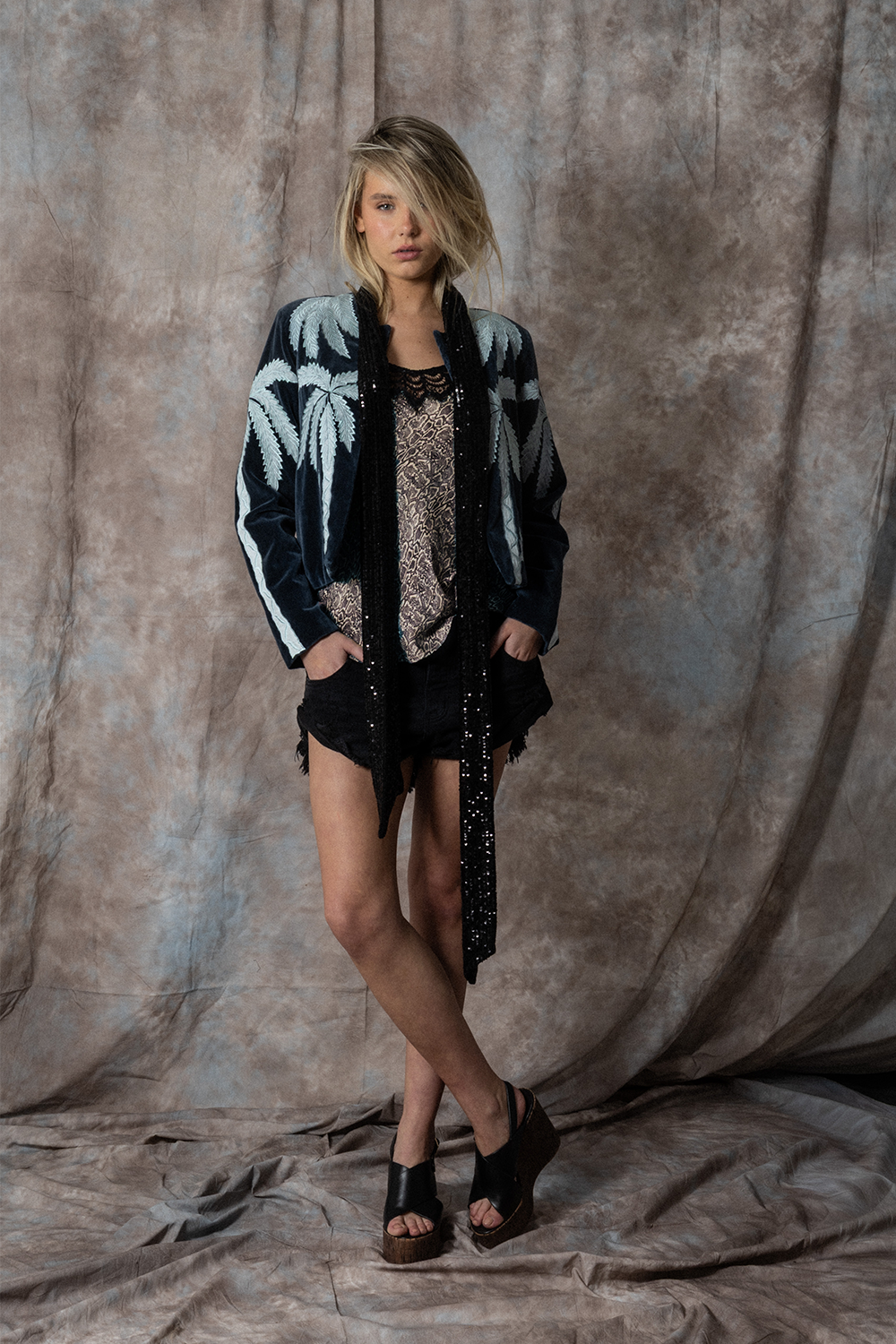 5th Ave Lace Camisole, Brown Toffee Snake Print - JOEY the Label