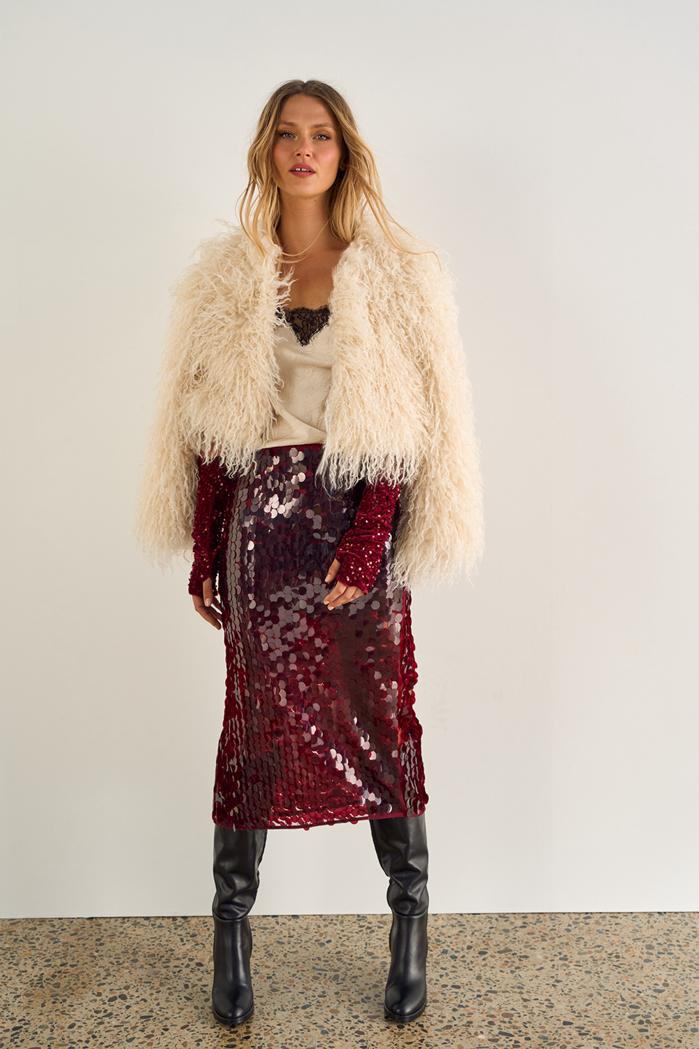 ARM CANDY SEQUIN GLOVES - Pomegranate on Shiraz