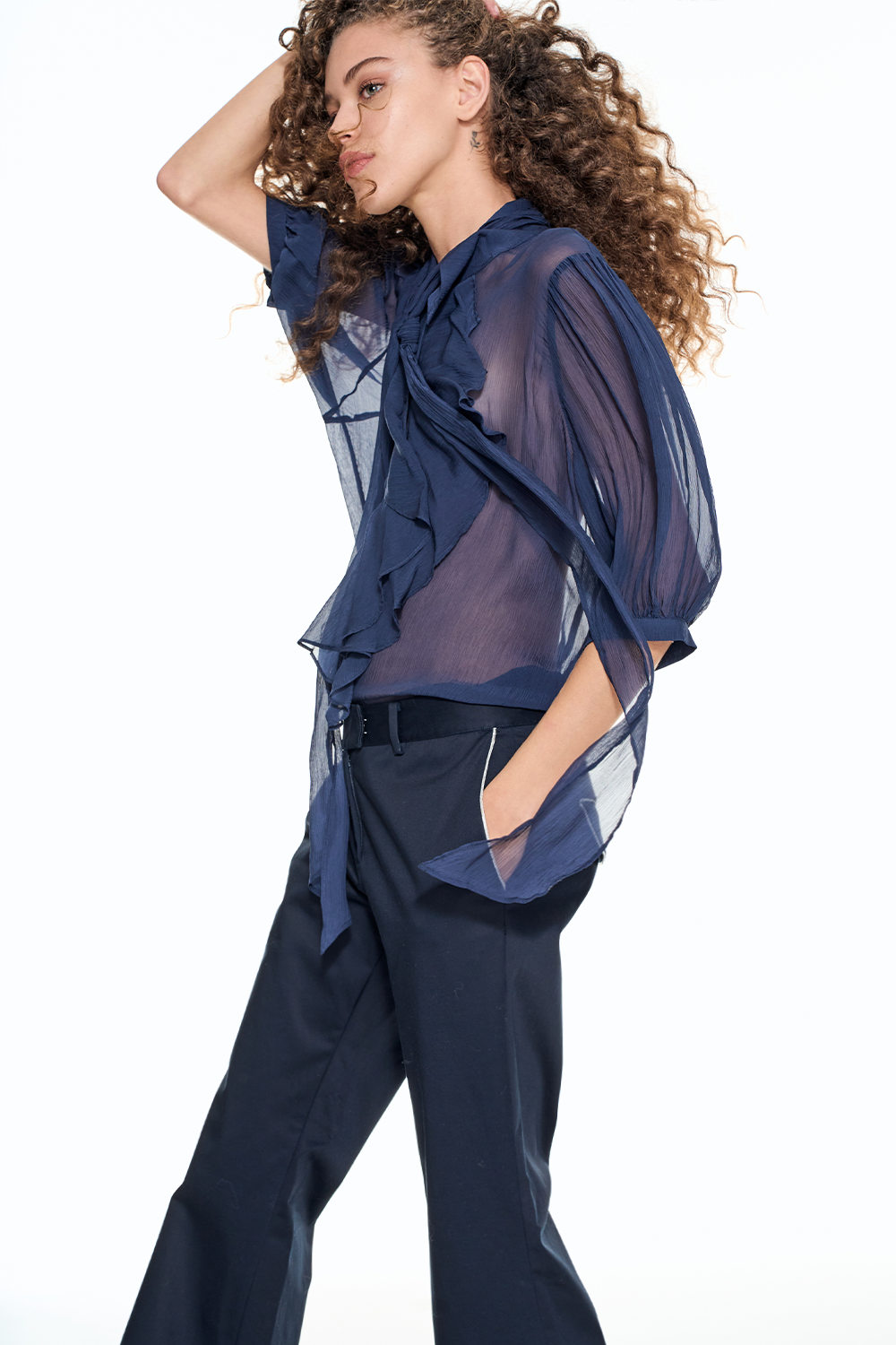 BOURGEOIS BLOUSE Sheer - Dark Navy *Excl. Preorder Discount Price $219