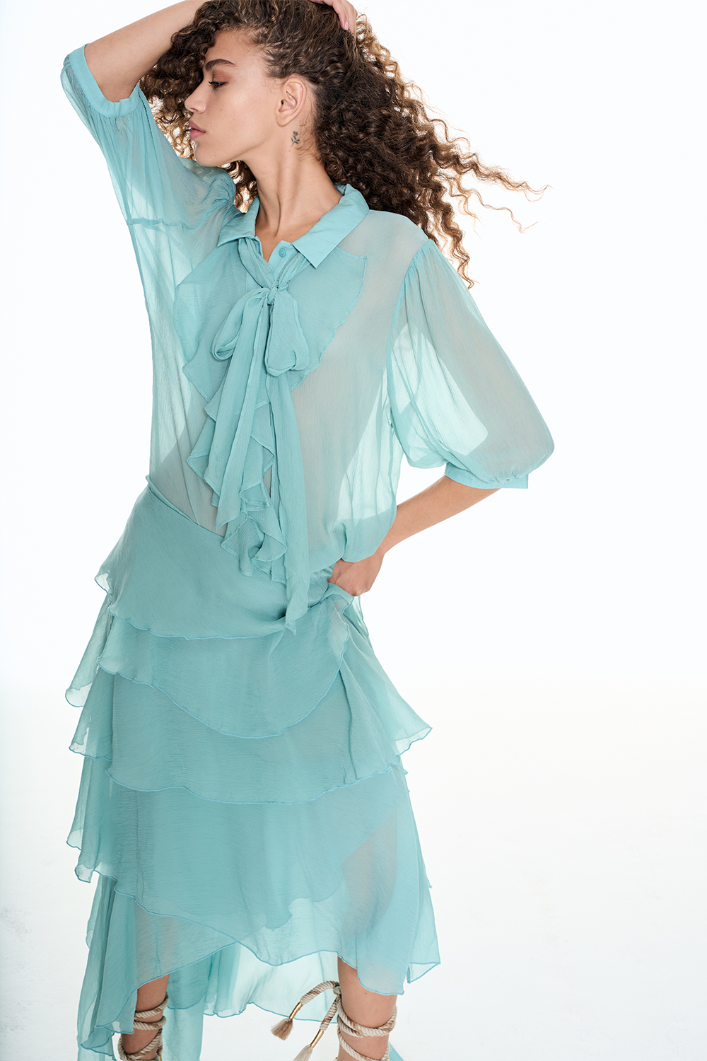 BOURGEOIS BLOUSE Sheer - Seafoam *Excl. Preorder Discount Price $219