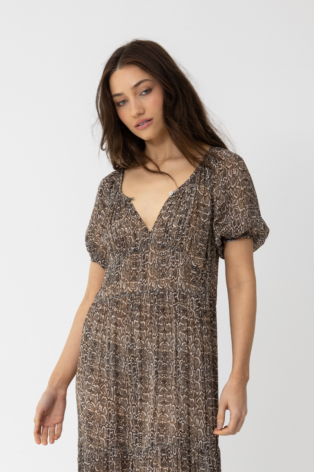 Central Park Dress, Brown Toffee Snake Print - JOEY the label