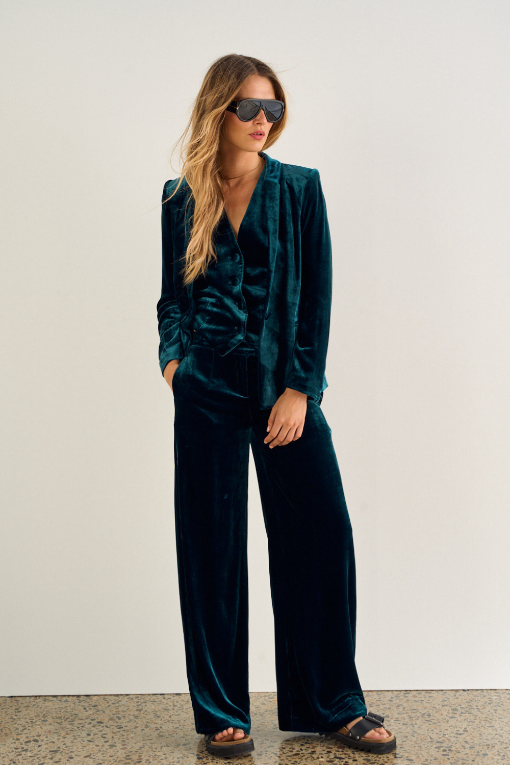 IMPERIAL VELVET PANT - PEACOCK BLUE *Limited Preorder Exclusive $249