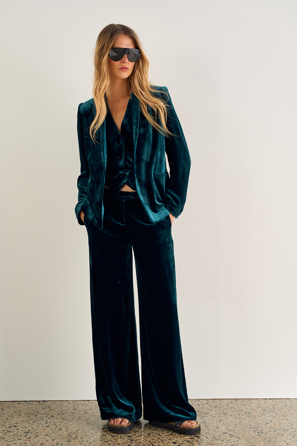 IMPERIAL VELVET PANT - PEACOCK BLUE *Limited Preorder Exclusive $249