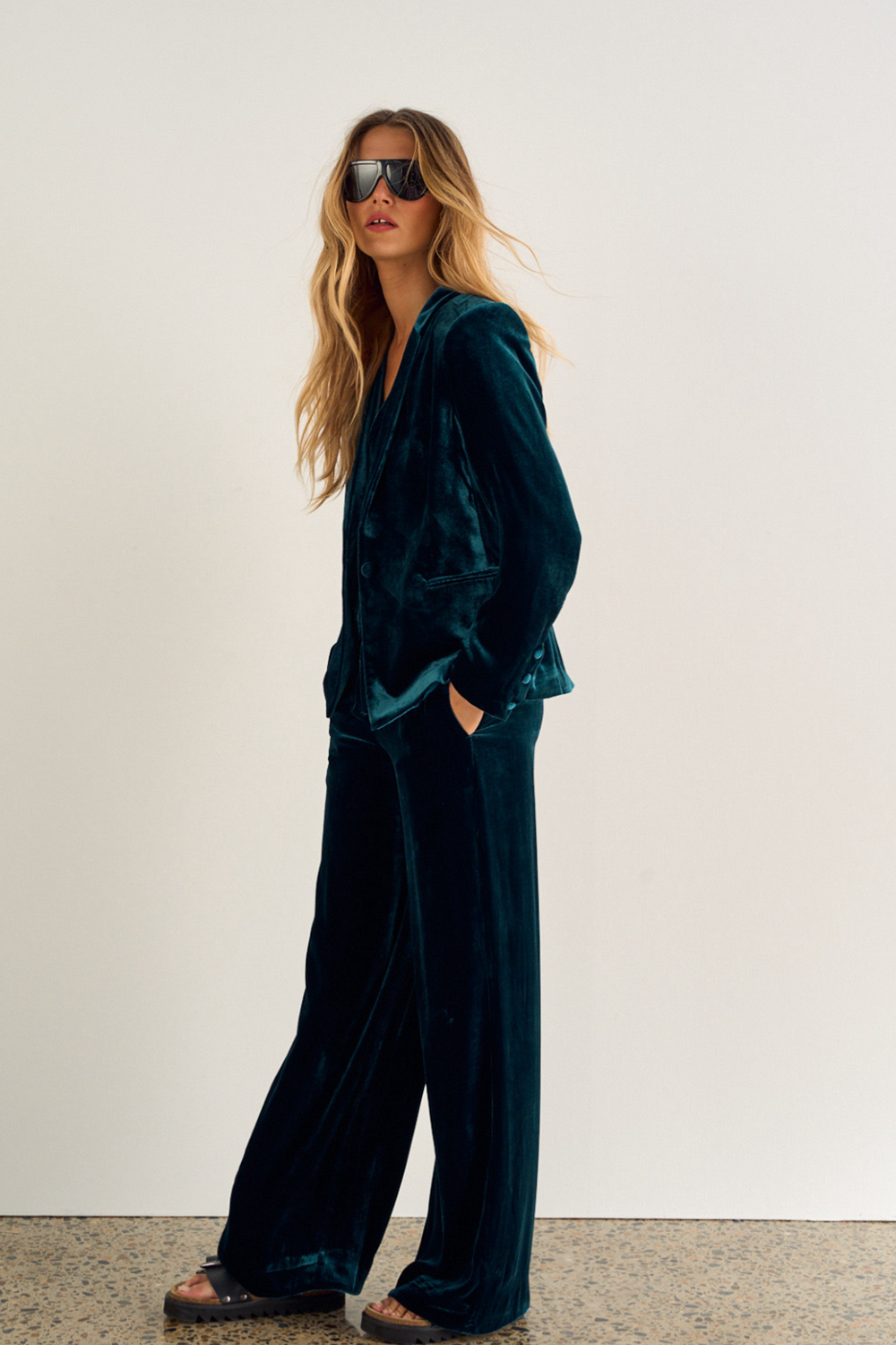 IMPERIAL VELVET PANT - PEACOCK BLUE *Limited Preorder Exclusive $249