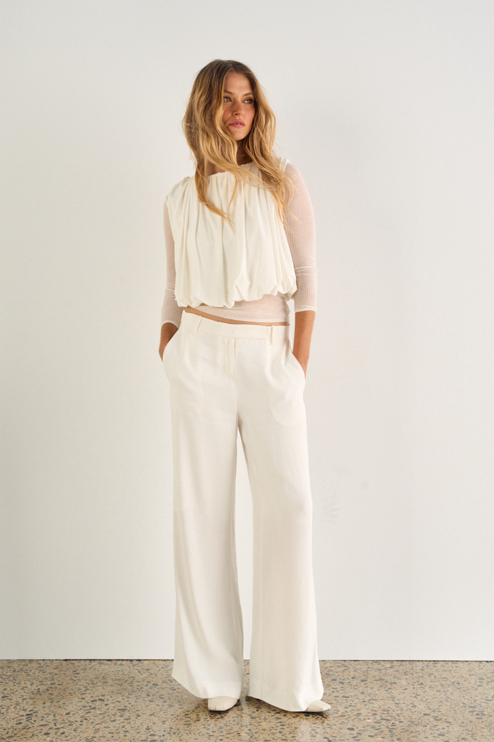 Phoebe Man Pant, White, Tailored Wide-Leg Lightweight Trouser - JOEY the Label