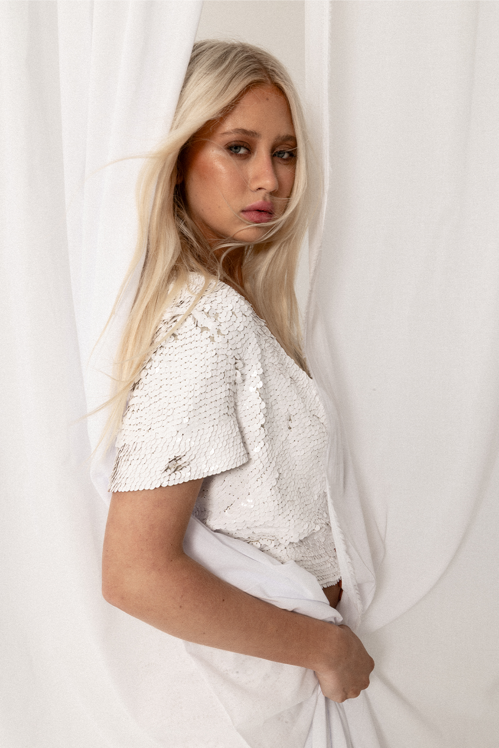 Fully Hand Sequinned Bolero style white jacket. - Joey The Label