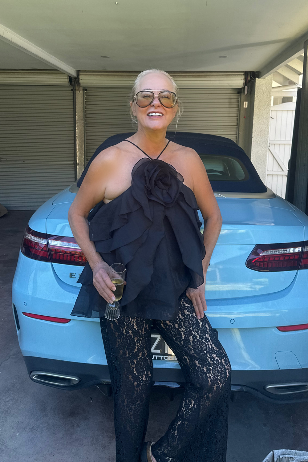 Sienna Lace Pant, Black, Stretch Sheer Straight-Leg - JOEY the Label