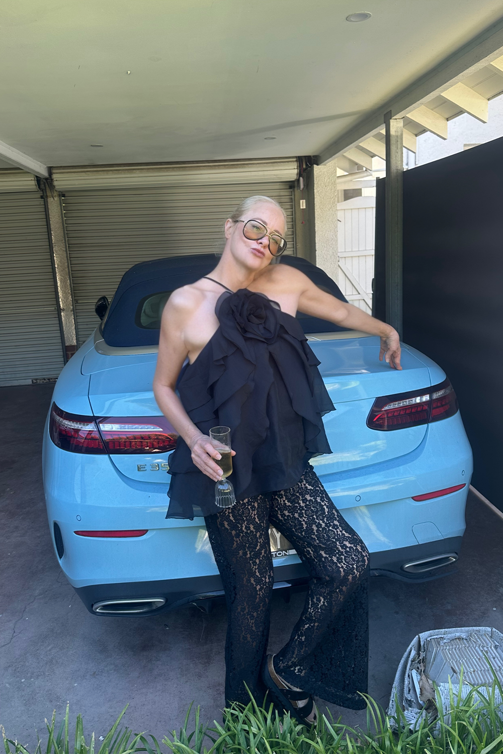 Sienna Lace Pant, Black, Stretch Sheer Straight-Leg - JOEY the Label