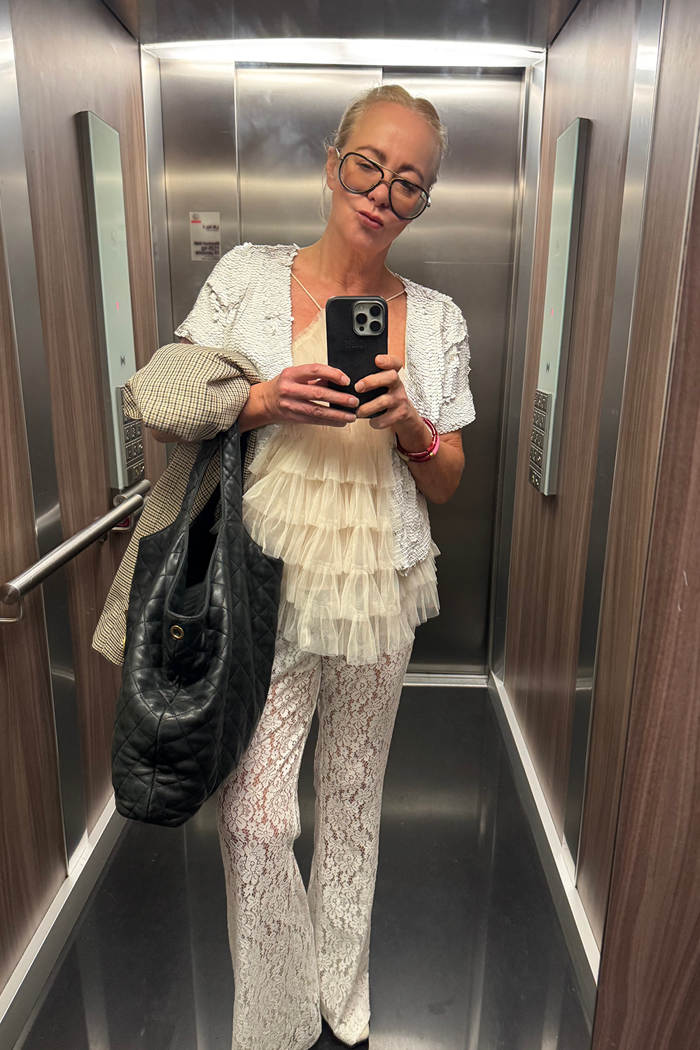 Sienna Lace Pant, White, Stretch Sheer Straight-Leg - JOEY the Label