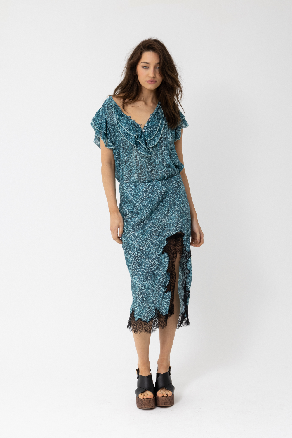 The SATC blouse features soft layered ruffles, buttons through the neckline, pin tucks and pleating - Joey The Label