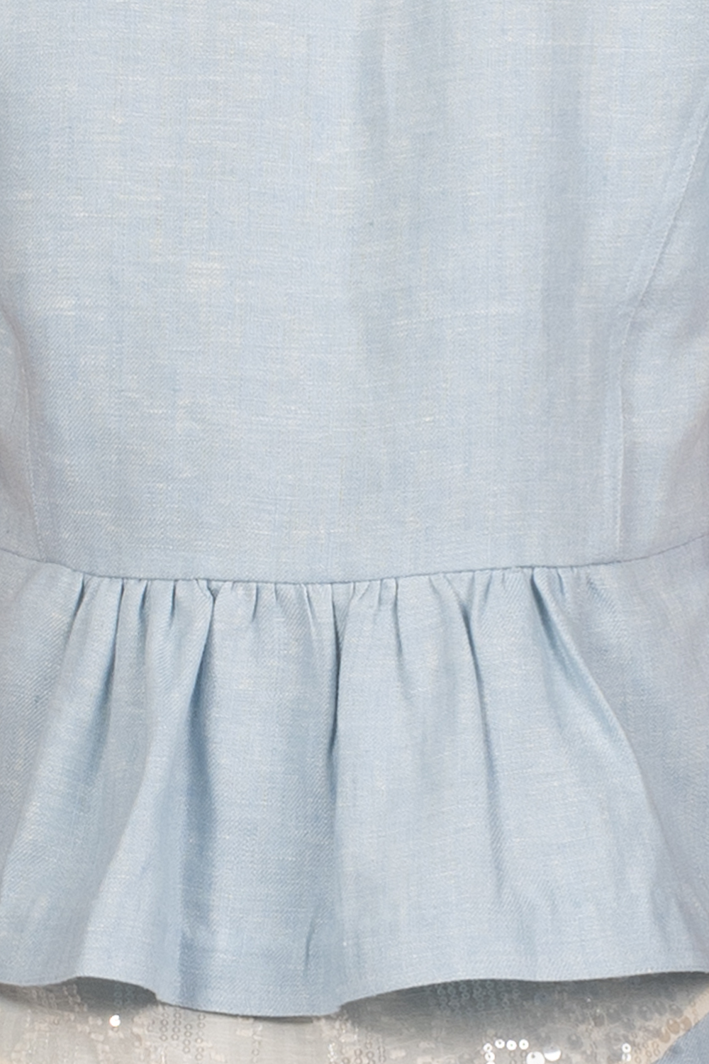 soft blue linen tailored blazer jacket