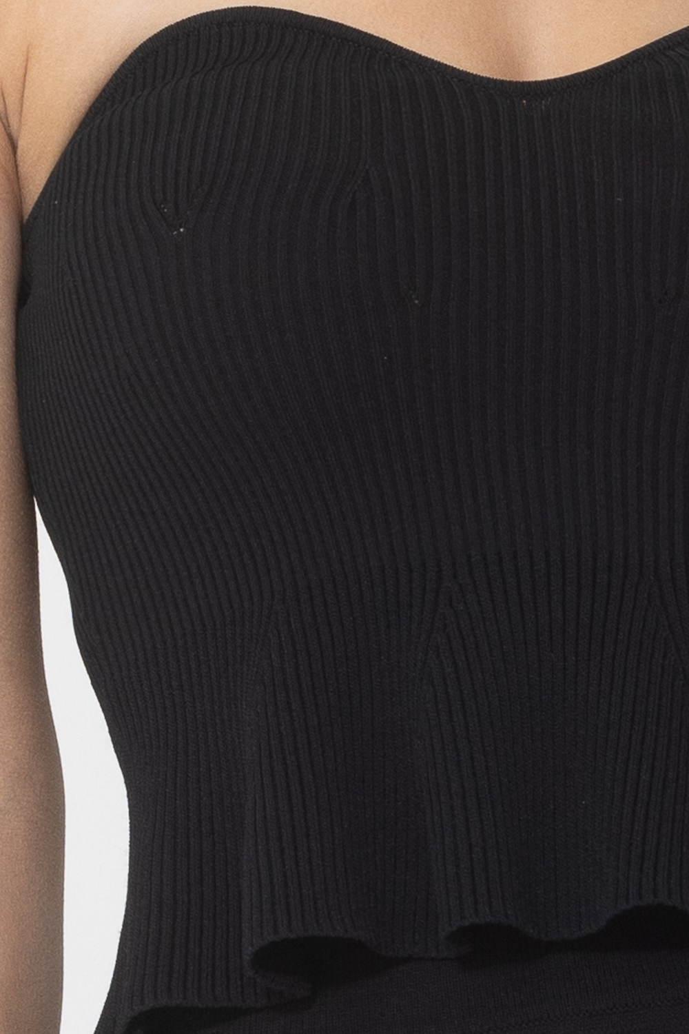 black knit rib bustier blouse