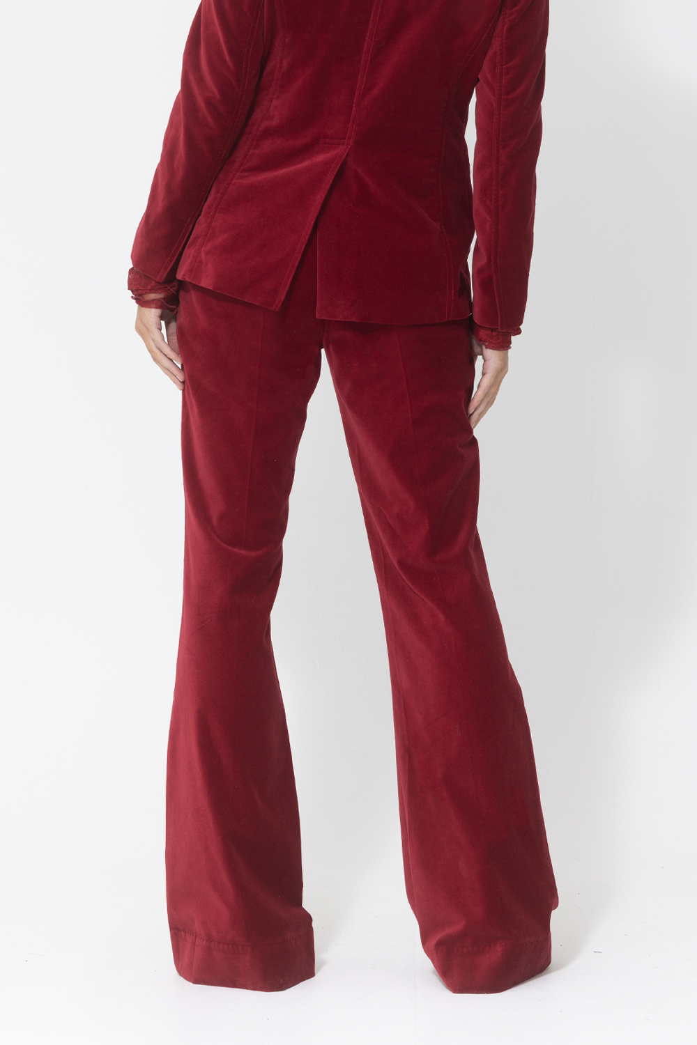 red velvet bootleg pants