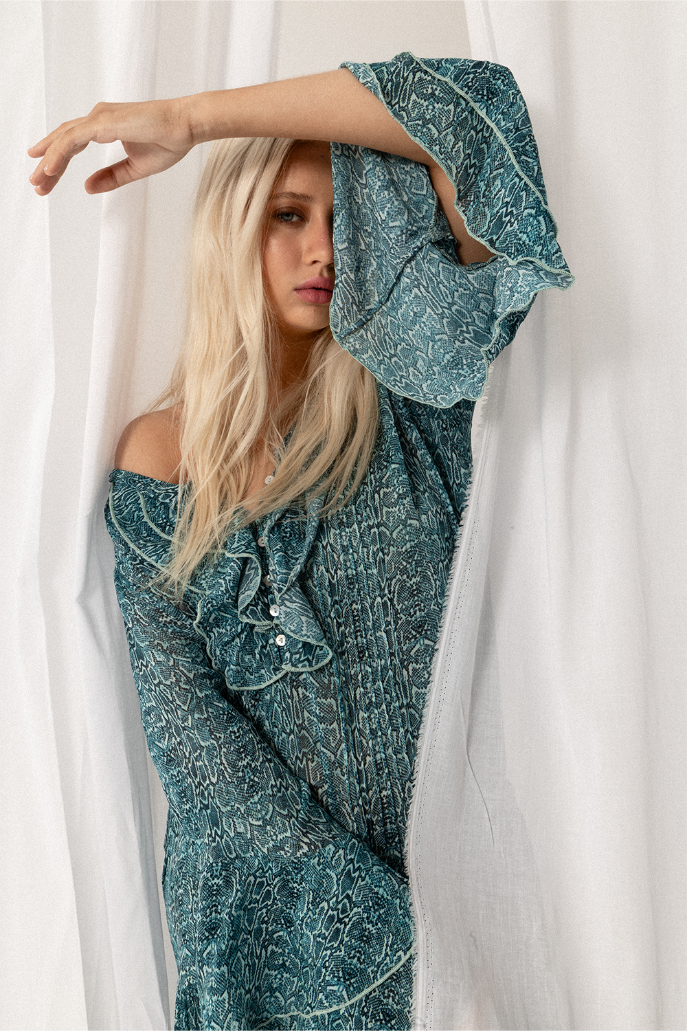 SATC MAXI DRESS - AQUA Snake