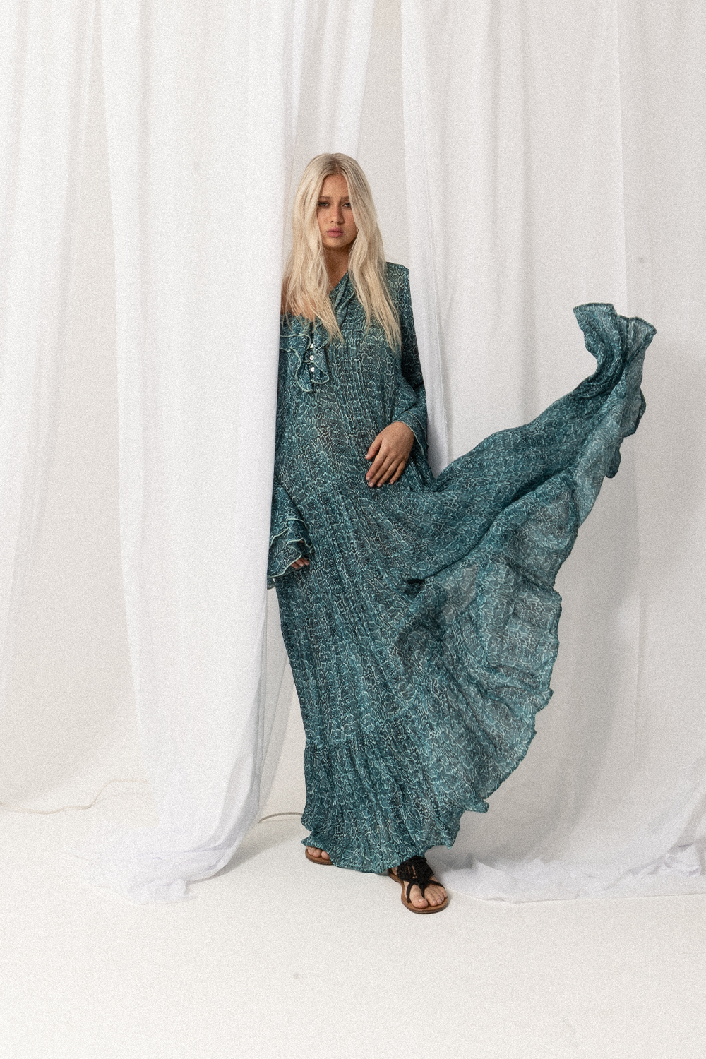 SATC MAXI DRESS - AQUA Snake