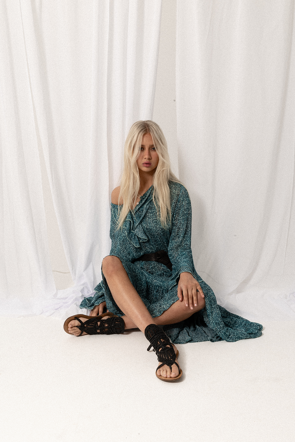 SATC MAXI DRESS - AQUA Snake