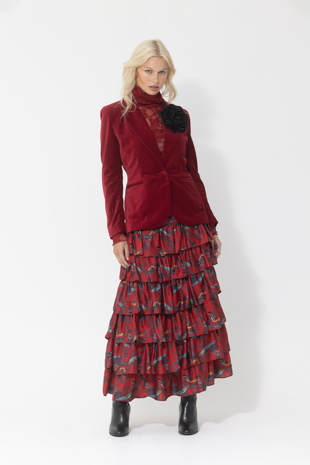 BIRDS OF PARADISE LAYER SKIRT - RASPBERRY *FINAL SALE