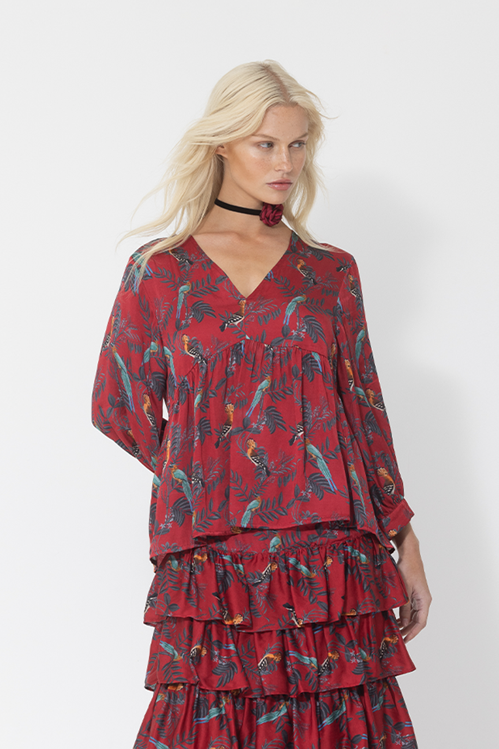 BIRDS OF PARADISE BLOUSE - RASPBERRY *FINAL SALE