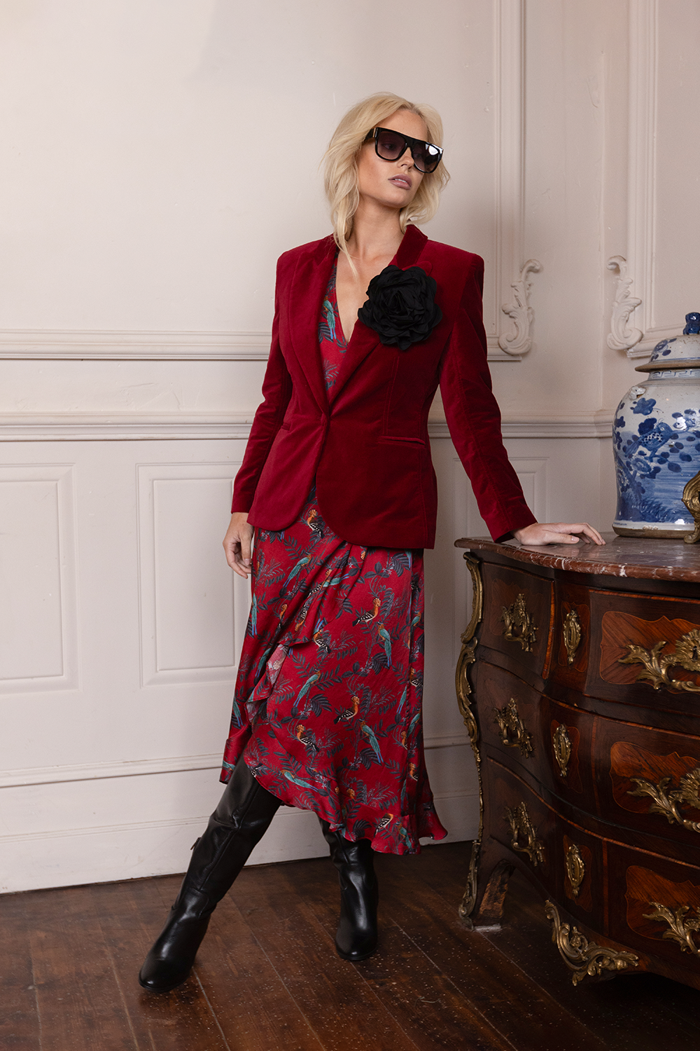 BIRDS OF PARADISE WRAP DRESS - RASPBERRY *FINAL SALE