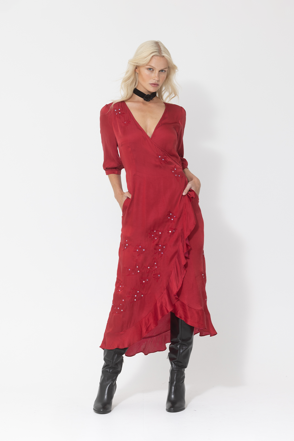 SILK IMPOSTER WRAP DRESS - RASPBERRY *FINAL SALE