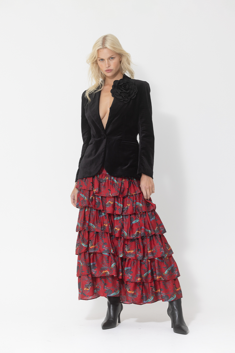 BIRDS OF PARADISE LAYER SKIRT - RASPBERRY *FINAL SALE