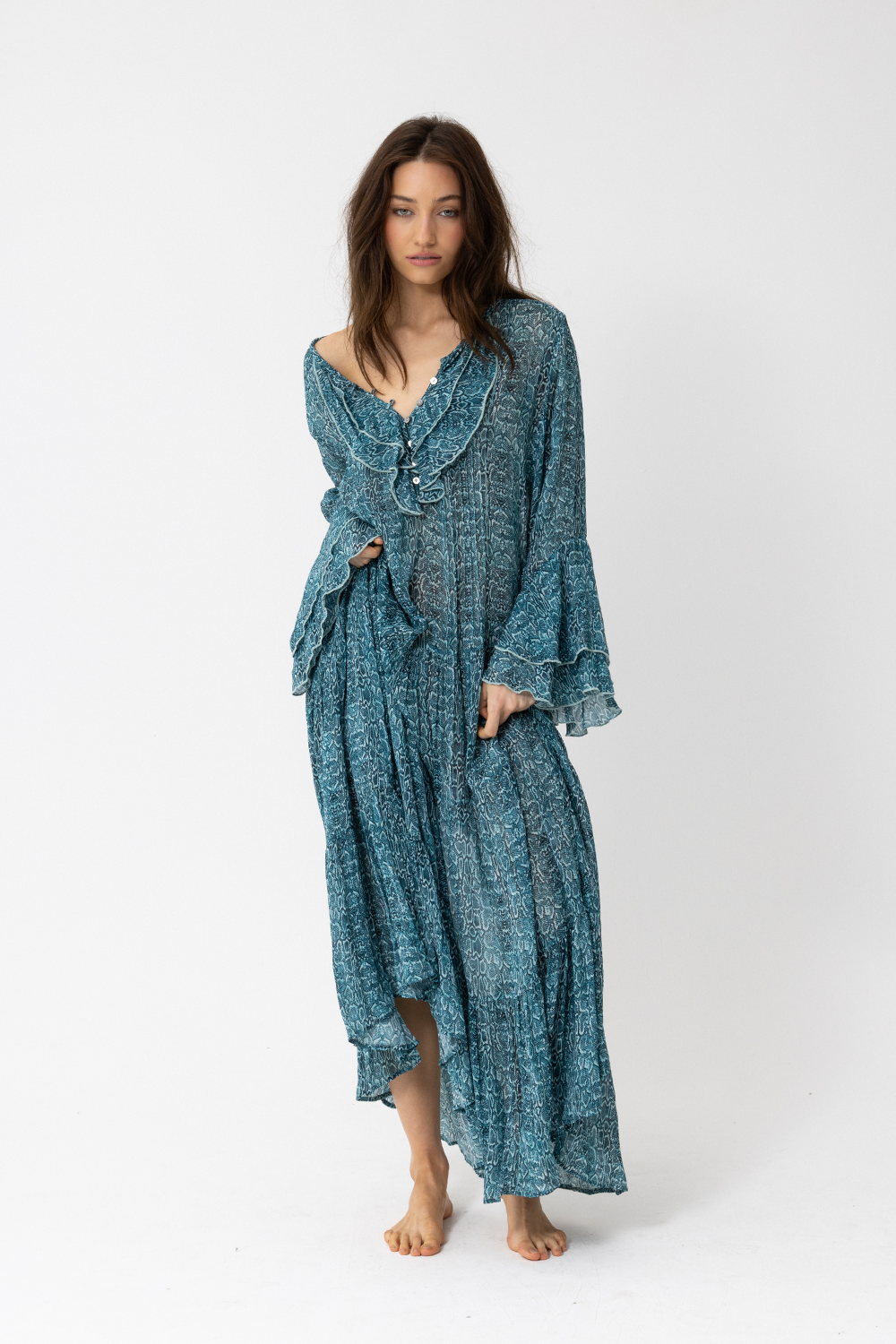 SATC MAXI DRESS - AQUA Snake