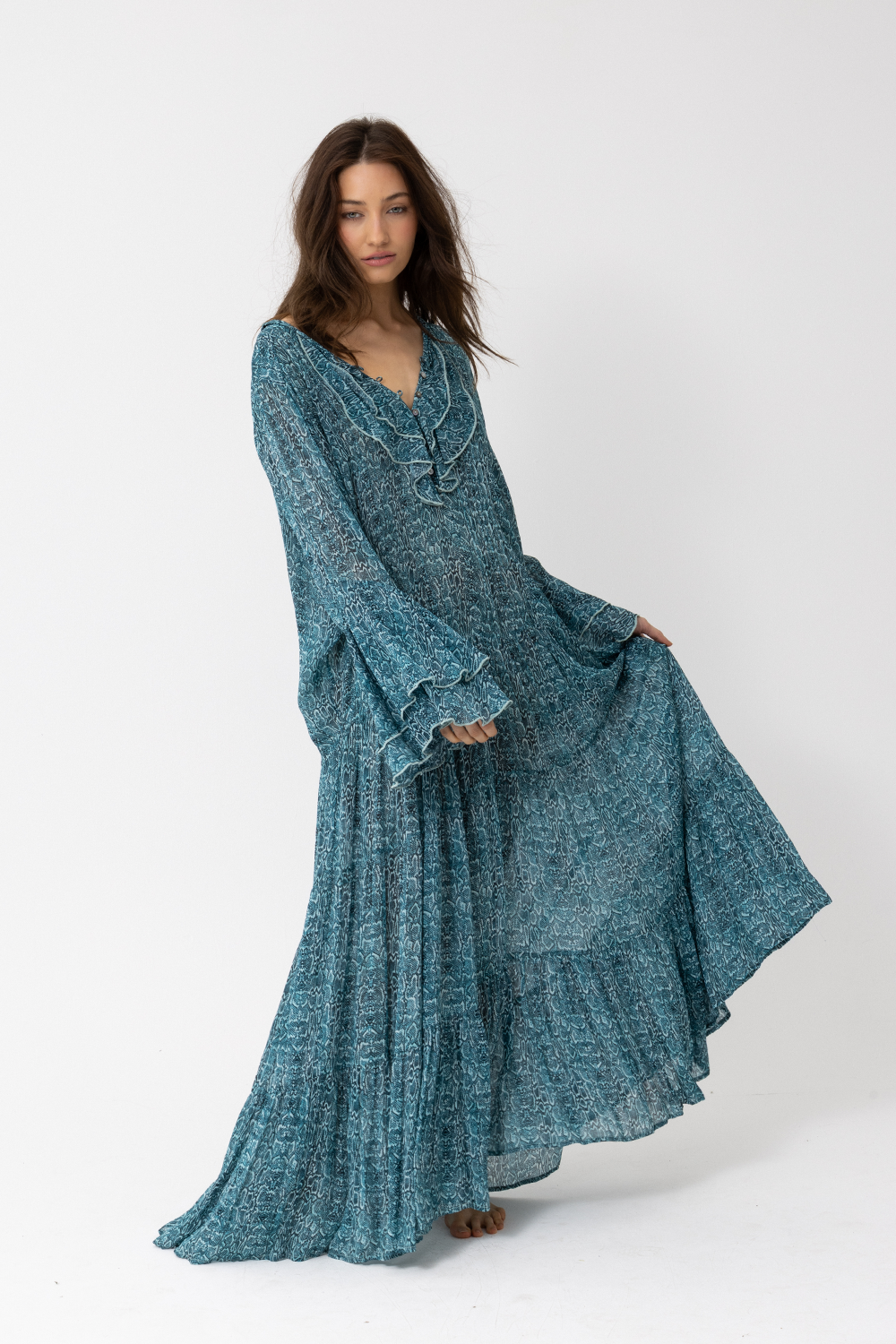 SATC MAXI DRESS - AQUA Snake