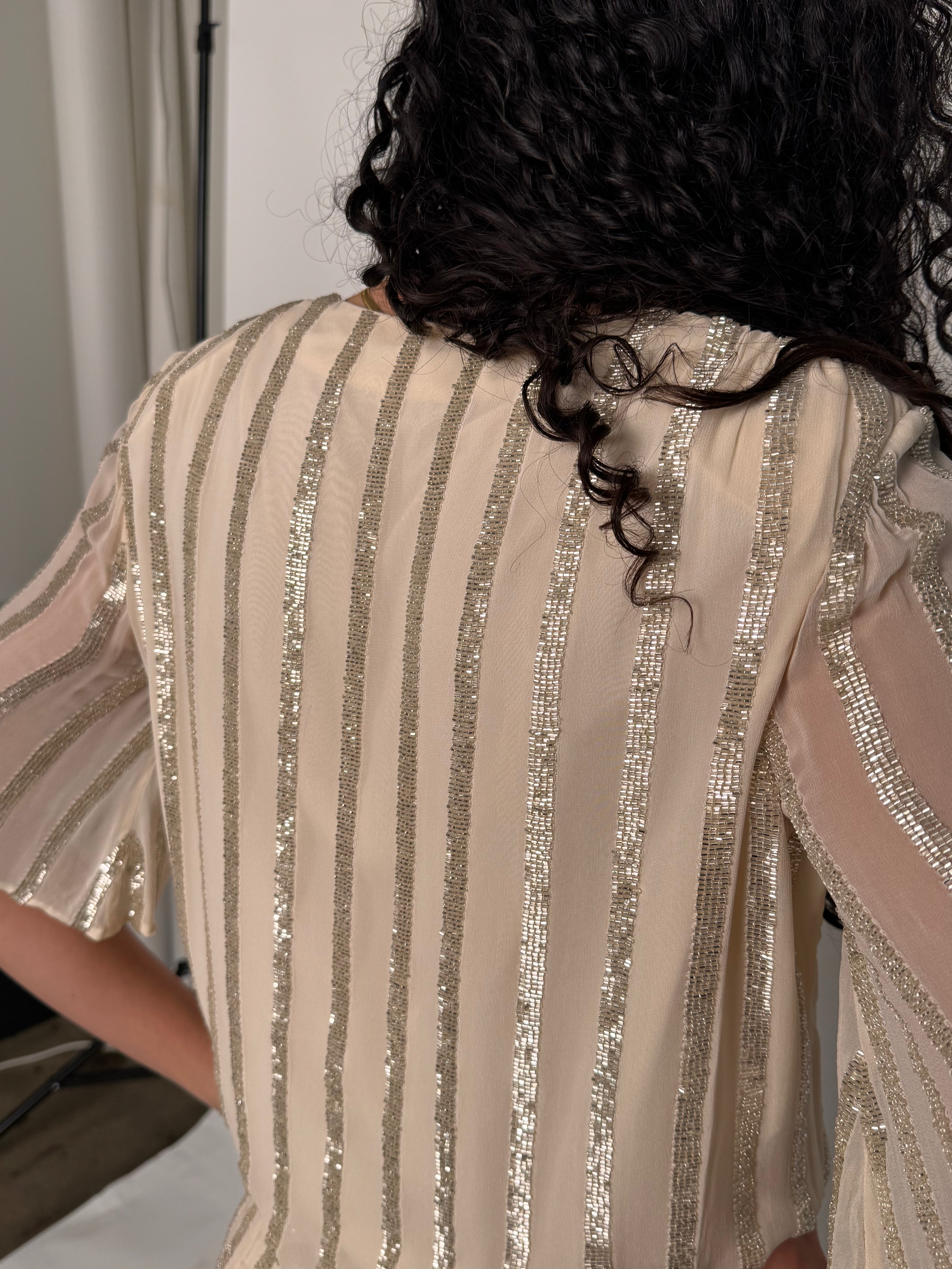 SAMPLE | HAND BEADED TOP, CREAM - SIZE 6-8 *FINAL SALE
