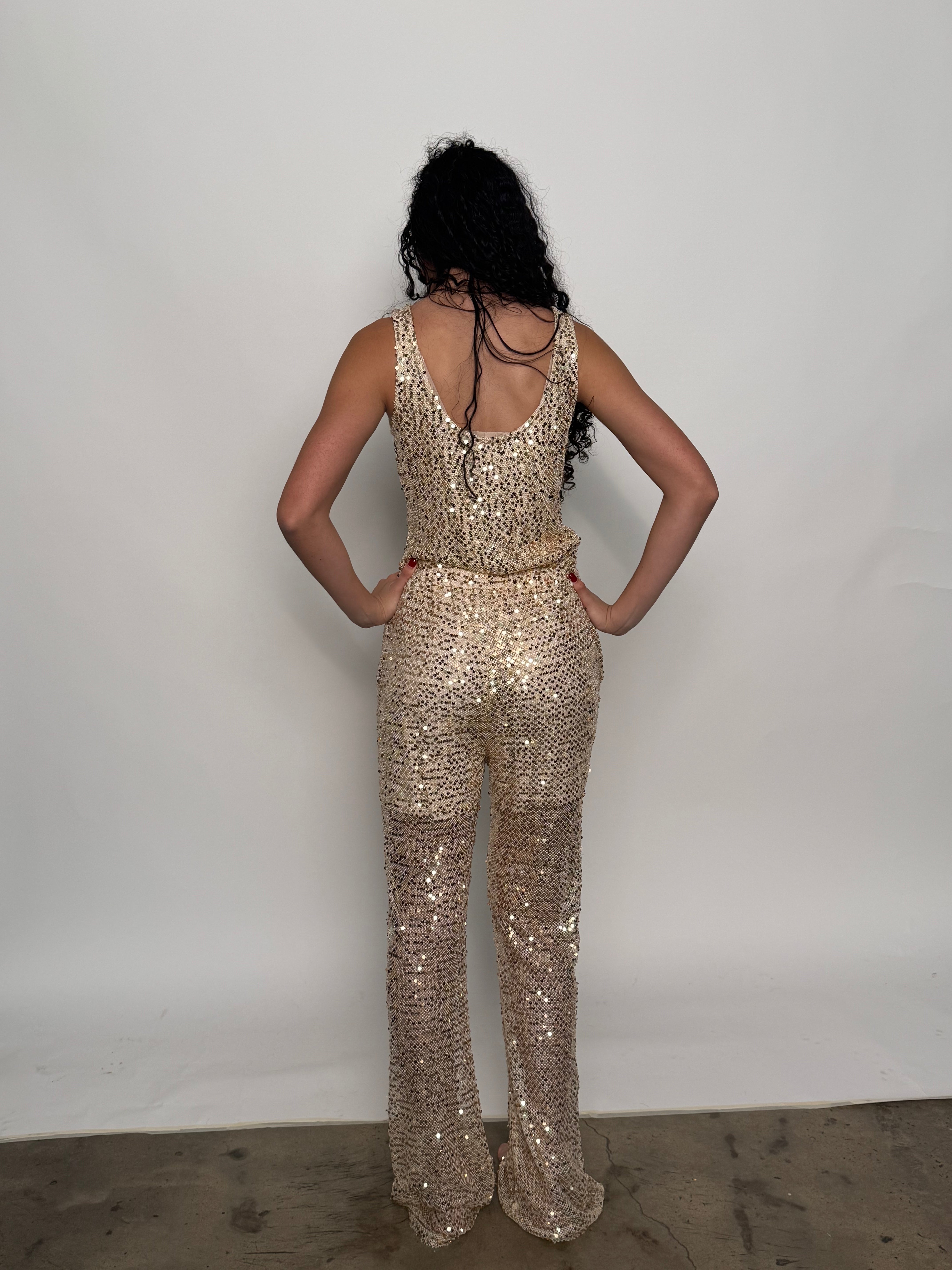 SAMPLE | SEQUINED PANT, GOLD - SIZE 10 *FINAL SALE