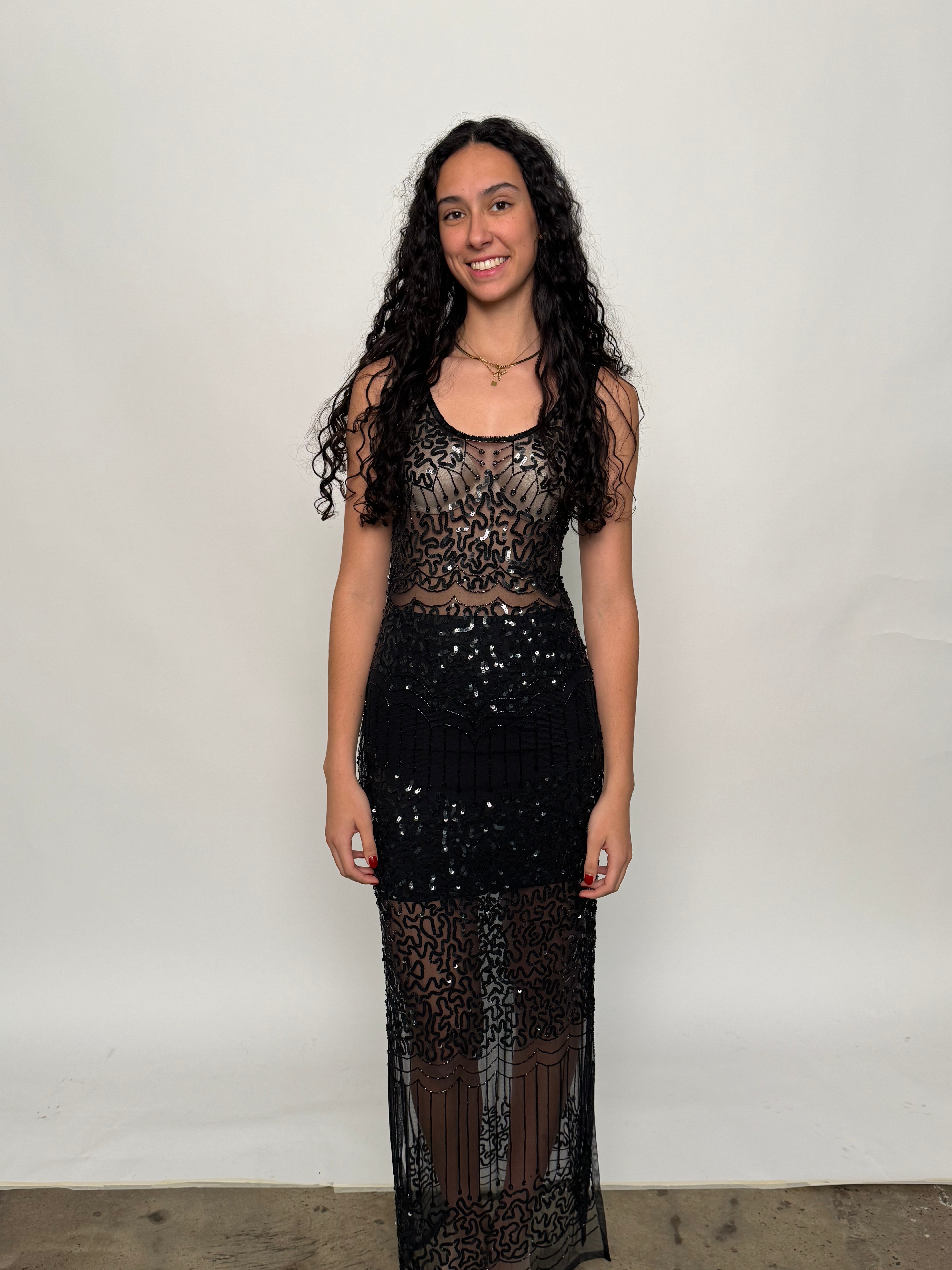 SAMPLE | DECO DRESS - hand beaded, BLACK  *FINAL SALE