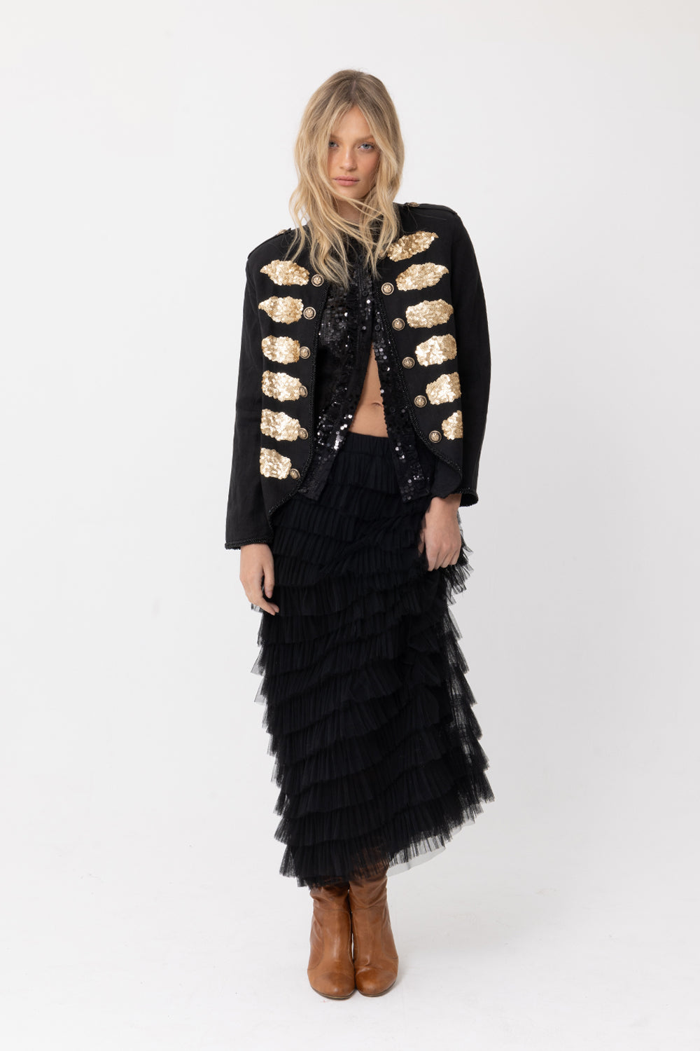 BLACK TUTU SKIRT SEQUIN JACKET