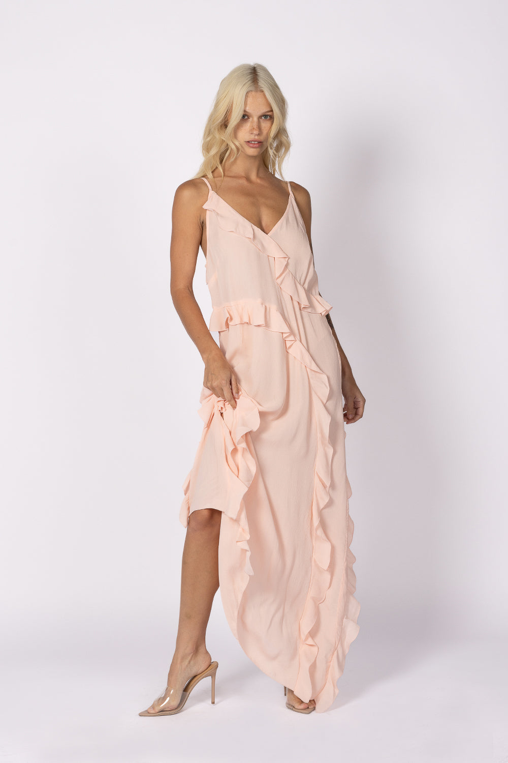 DAYDREAM RUFFLE SLIP DRESS - PINK *FINAL SALE